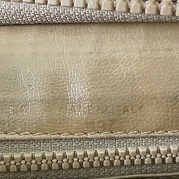 Celine beige macadam canvas and leather small clutch zip pouch bag - Picture 10 of 12